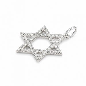 Diamant Anhänger, Davidsstern, Weissgold, Gold, 750, 18K