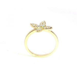 Diamantring, GG, 750, 18K, Blüte, Baguette