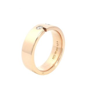 Diamantring, Bandring, Rosegold, Gold, 750, 18K