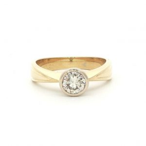 Diamant, Ring, Solitär, Zargenfassung, Gelbgold, Gold, 18K, 750