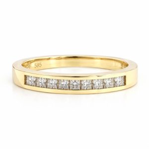 Diamant Ring, Diamantring, Princess, Halbmemory, Gelbgold, Gold, 14K, 585