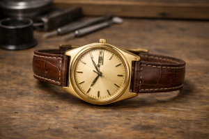 Goldene Armbanduhr, 70er Jahre, Vintage