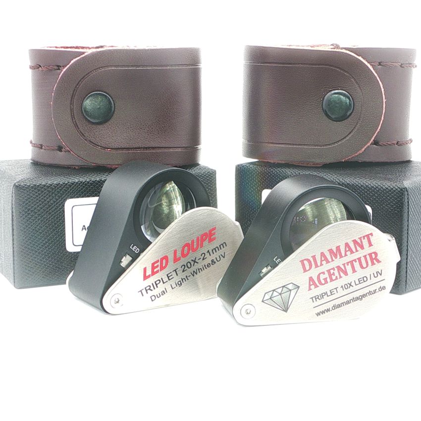 Einschlaglupen, Set, LED Lupen, 10 Fach, 10x, 20 Fach, 20x, Diamantenlupen, Schmucklupen