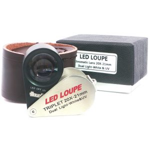 Einschlaglupe, LED Lupe, 20 Fach, 20x, Diamantenlupe, Schmucklupe