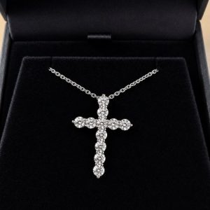 Diamant Kreuz Anhänger Weissgold