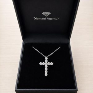 Diamant Kreuz Anhänger Weissgold