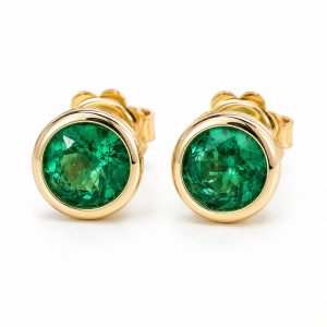 Smaragd, Ohrstecker, Gelbgold, Gold, 18K, 750