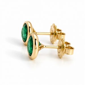 Smaragd, Ohrstecker, Gelbgold, Gold, 18K, 750