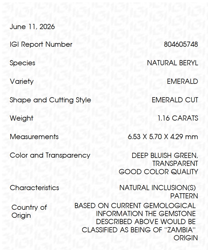Emerald Ring IGI Zertifikat