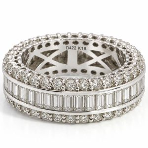 Diamant Ring, Memory, Baguette, Brillant, Weissgold, Gold, 750, 18K