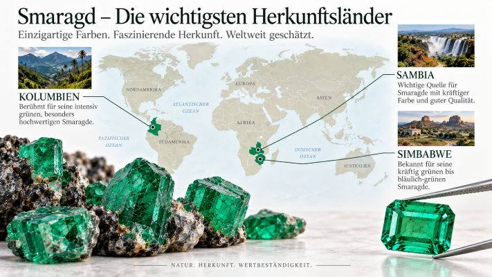 Übersicht zur geografischen Herkunft natürlicher Smaragde